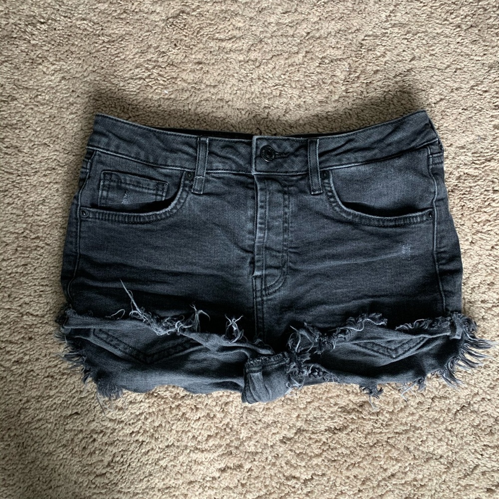 Forever 21 Faded Black Ripped Jean Shorts